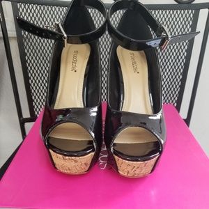 Shoes - Black Cork Wedges, Size 10, New